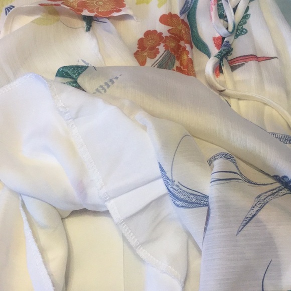 OFF WHITE WATERCOLOR FLORAL WRAP MIDI DRESS - Picture 5 of 8